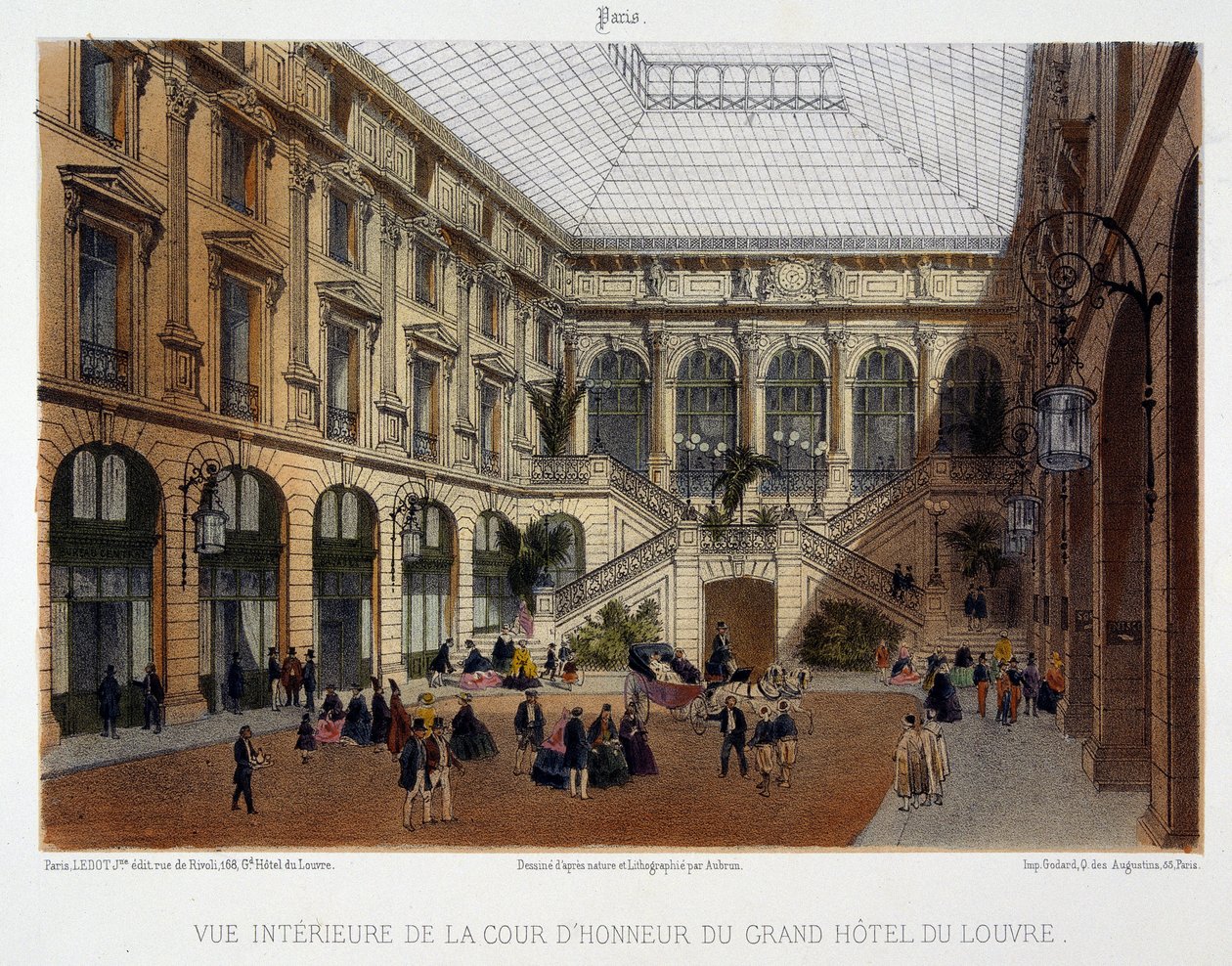 Dziedziniec honorowy Grand Hôtel du Louvre autorstwa Unknown artist