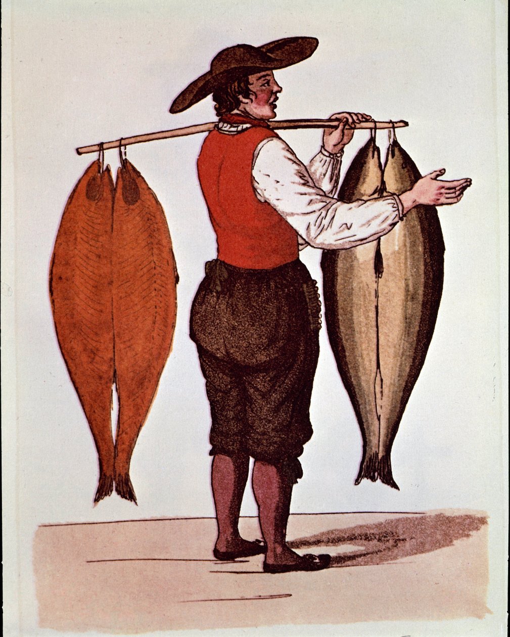 Okrzyki Paryża: chodzący handlarz łososiem pali Łabę. Anonimowy druk z XIX wieku. Prywatna kolekcja autorstwa Unknown artist