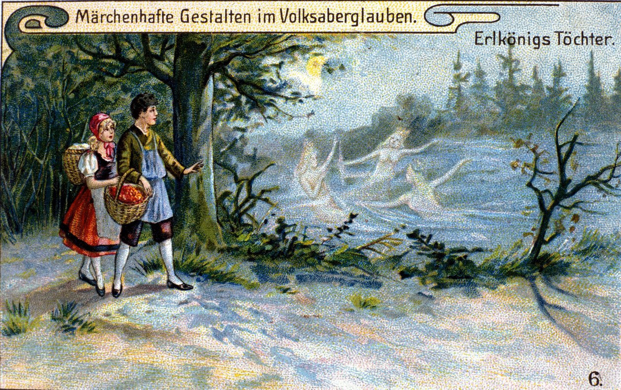 Córki króla elfów. Cudowny charakter niemieckiej mitologii. chromolitografia z XIX wieku. autorstwa Unknown artist