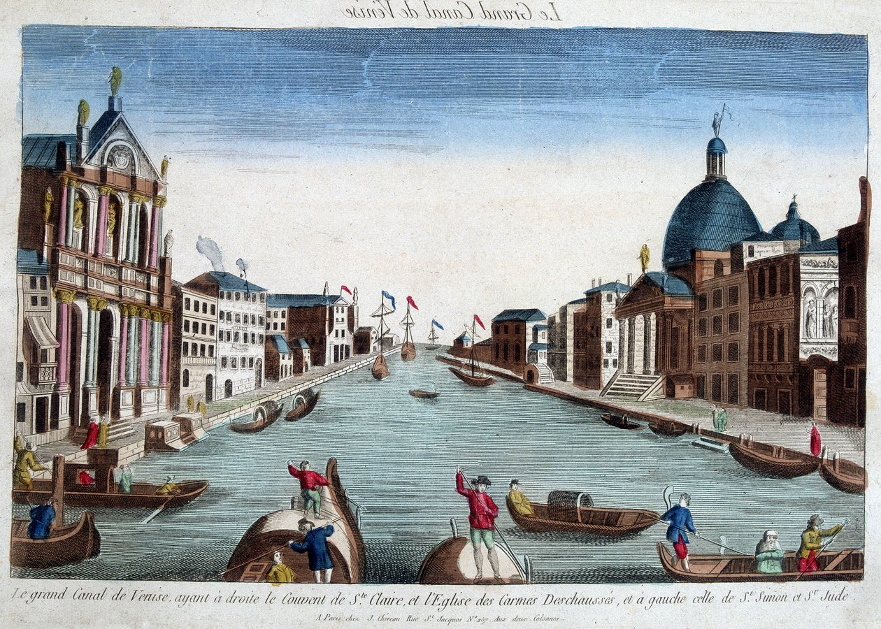 Wielki kanał Wenecji. Po prawej: klasztor Santa Claire i kościół Carmes Deschaussés. Po lewej: kościół św. Szymona i św. Judy. autorstwa Unknown artist