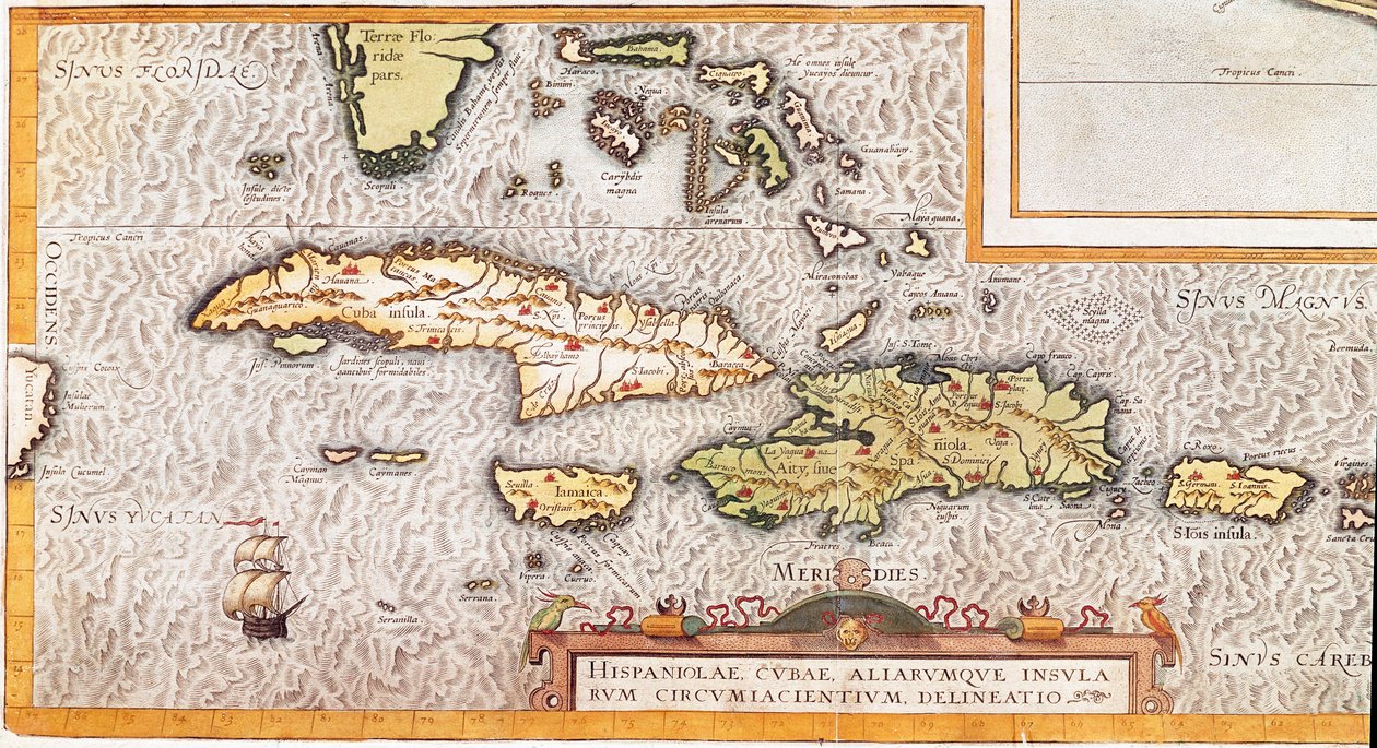 Wyspy Wielkich Antyli i Małych Antyli na Morzu Karaibskim (mapa autorstwa Unknown artist