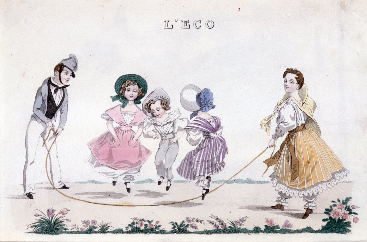 Skakanka, bawiąca się grupa dzieci burżuazji. 1830 autorstwa Unknown artist