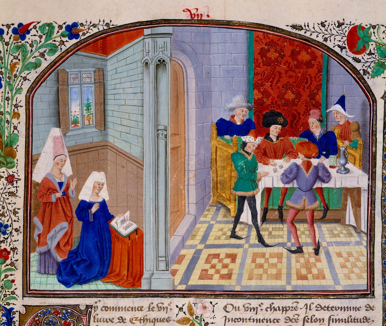 Miniaturowa gra z rękopisu „Komentarz do etyki” greckiego filozofa Arystotelesa (383-322 p.n.e.) w przekładzie Nicolasa Oresme (1325-1382) autorstwa Unknown artist