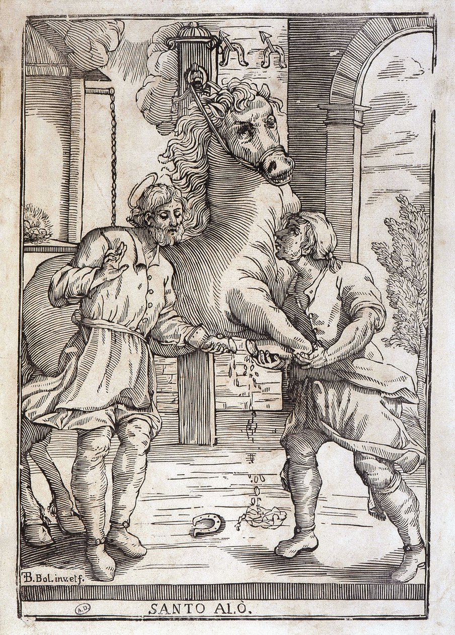 Cud Świętego Eloja (uzdrowienie konia po amputacji) - grawerowanie autorstwa Unknown artist