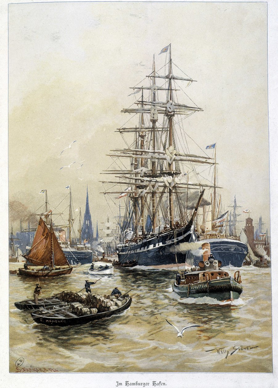 Port w Hamburgu w XIX wieku autorstwa Unknown artist