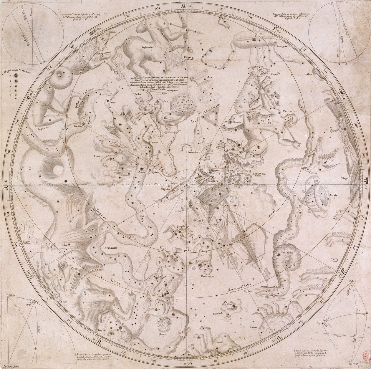 Prawe górowanie i deklinacje głównych gwiazd stałych na obu półkulach do roku 1678 autorstwa Unknown artist