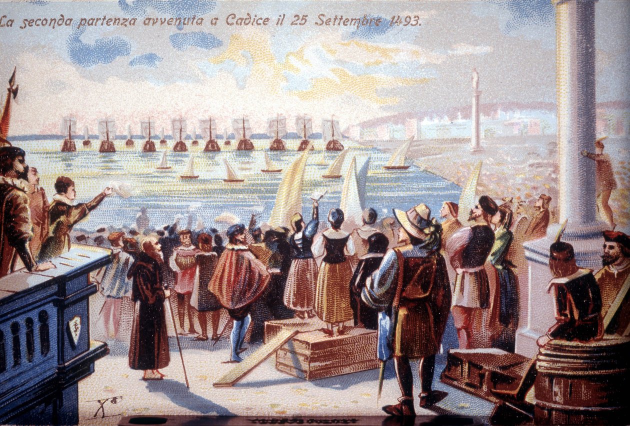 Drugi odlot Krzysztofa Kolumba z Cadice 25.09.1493. autorstwa Unknown artist