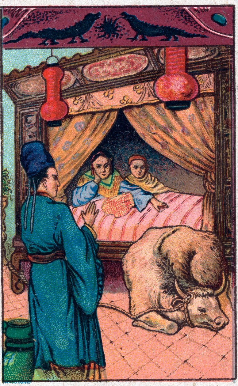 Straszny dzik. Chińska opowieść. Chromolitografia z końca XIX wieku. autorstwa Unknown artist