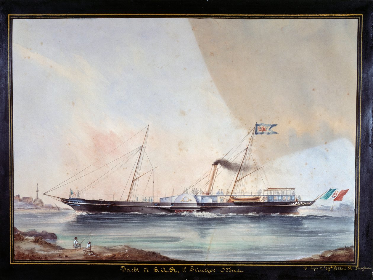 Jacht księcia Oddone, księcia Montferratu (akwarela autorstwa Unknown artist