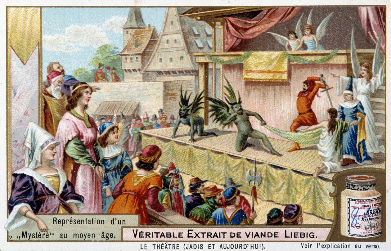 Teatr: przedstawienie misterium w średniowieczu - chromolitografia Liebiga autorstwa Unknown artist