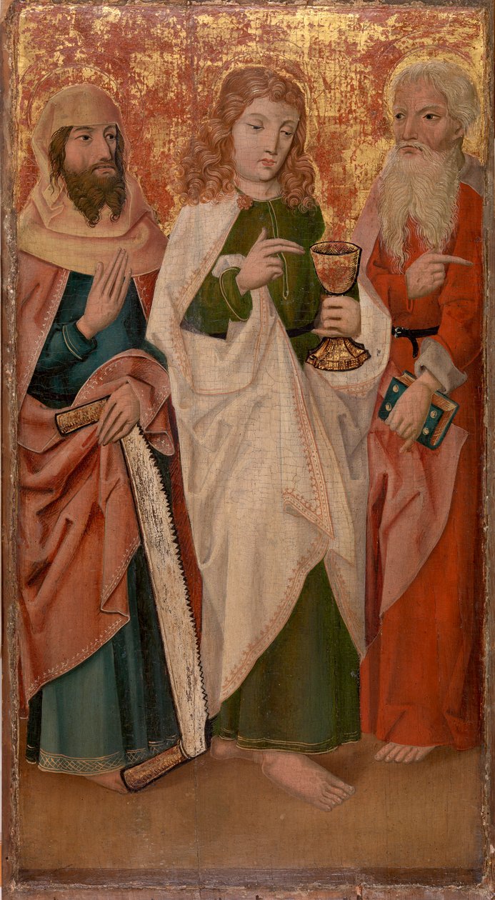 Trzej apostołowie z przecinakiem, kielichem i księgą autorstwa Unknown artist