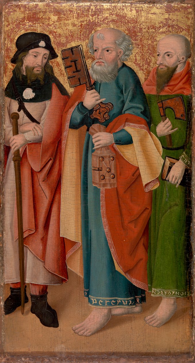 Trzej apostołowie z kijem, kluczem i siekierą autorstwa Unknown artist