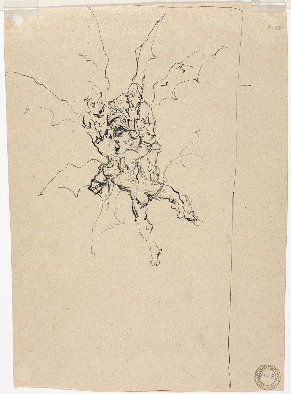 Trzy demony trzymające rycerza (verso) autorstwa Unknown artist