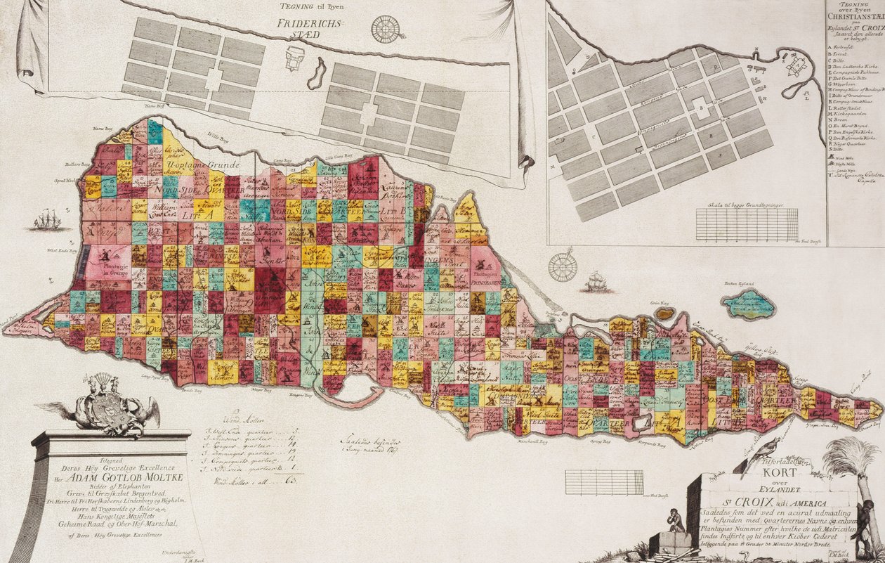 Niezawodna mapa ulicy Eylandet Croix udi America, Kopenhaga, 1754, 1754 autorstwa Unknown artist