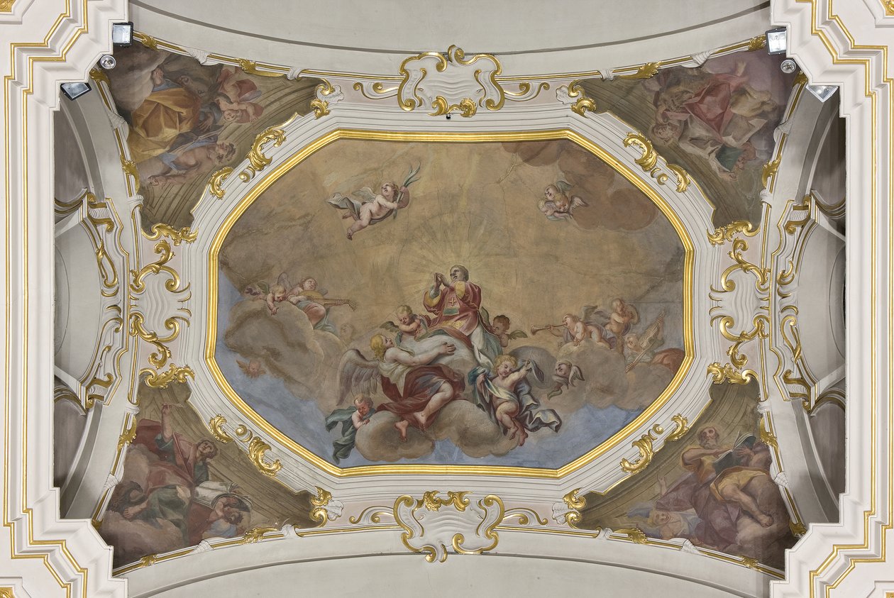 Trójca Święta i św. Szczepan w chwale z czterema ewangelistami autorstwa Unknown artist