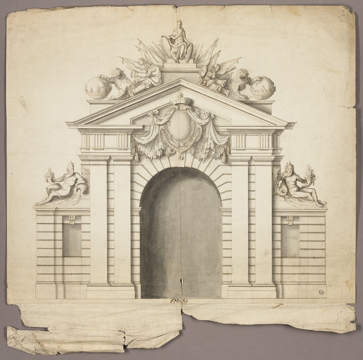 Łuk triumfalny z Orderem Złotego Runa w centrum autorstwa Unknown artist