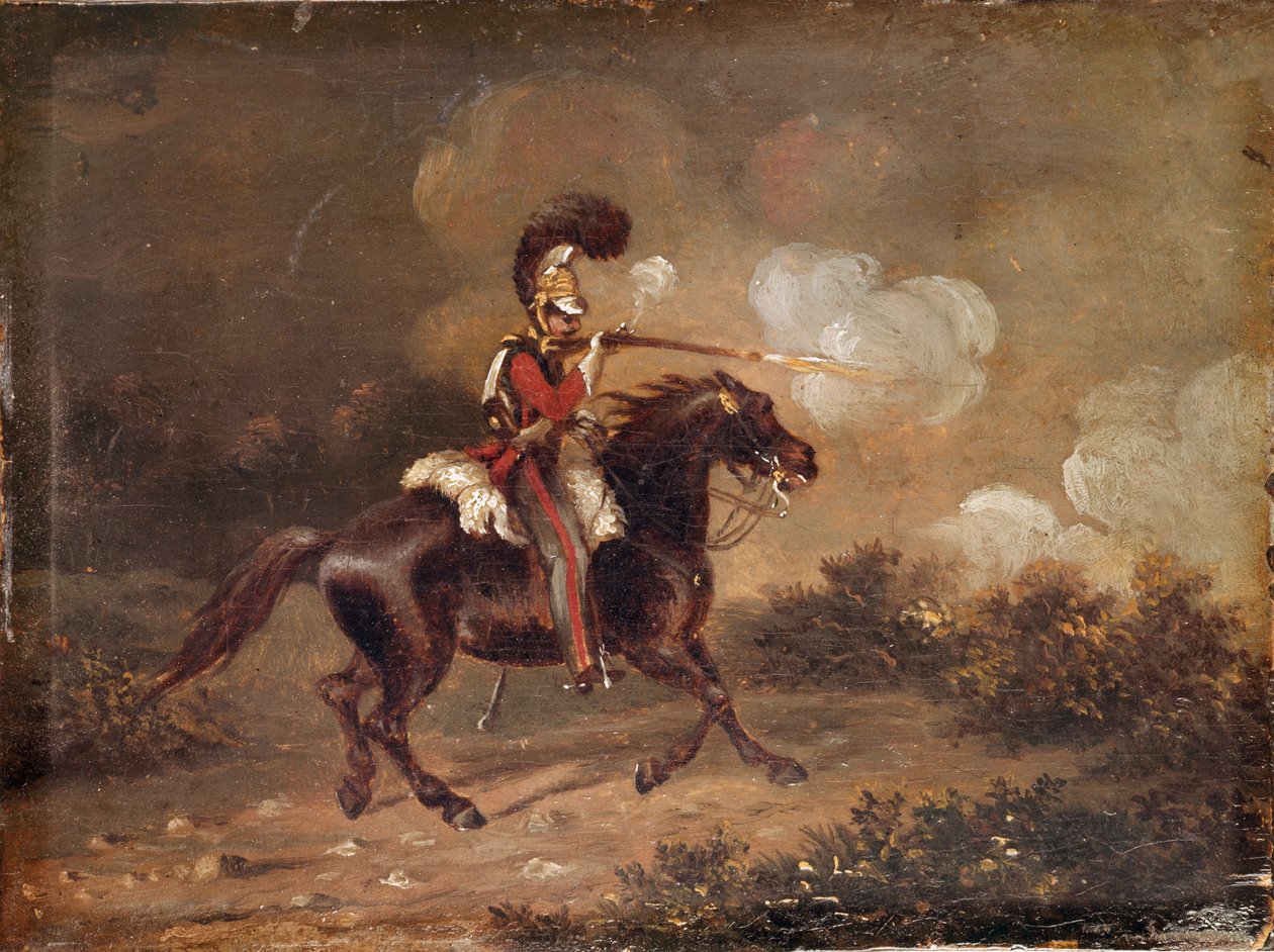 Żołnierz 1st Life Guards strzelający z karabinka autorstwa Unknown artist