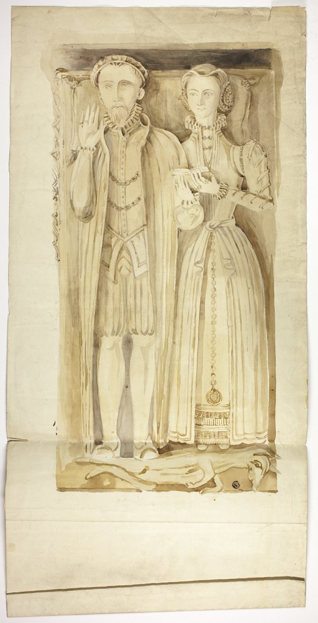 Płyta grobowa Tudorów z podobiznami mężczyzny i kobiety autorstwa Unknown artist