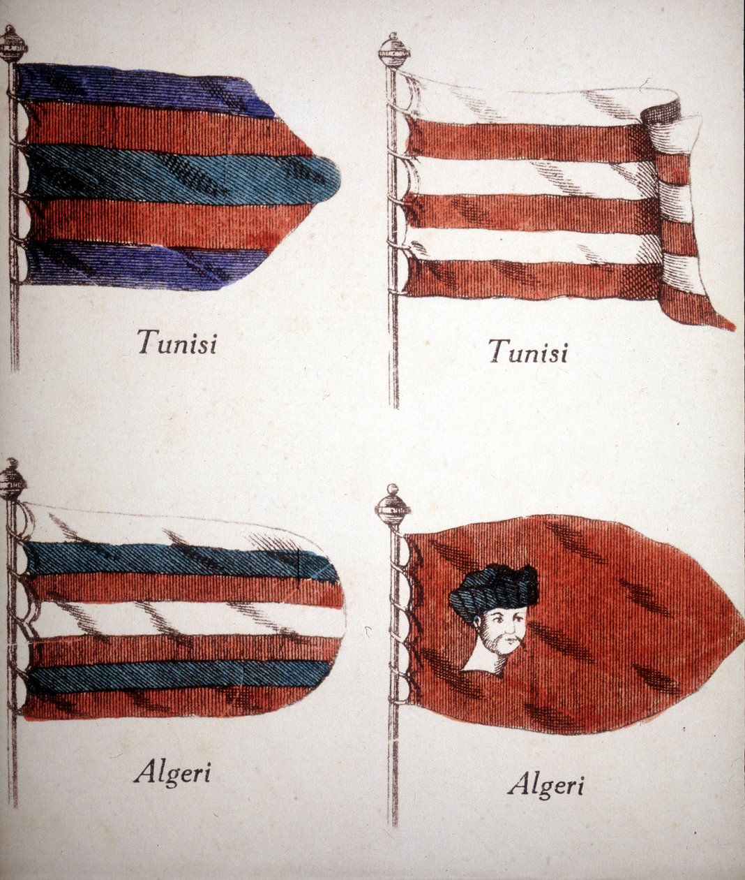 Flagi tunezyjskie i algierskie z końca XVIII wieku. autorstwa Unknown artist