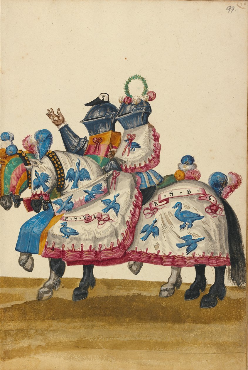 Dwóch mężczyzn w zbrojach w turnieju autorstwa Unknown artist
