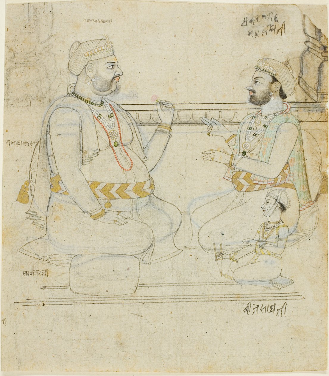Dwóch szlachciców Rajput z dzieckiem autorstwa Unknown artist