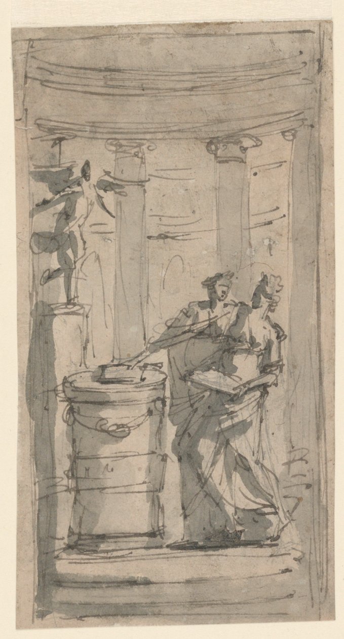 Dwie westalki przy ołtarzu autorstwa Unknown artist