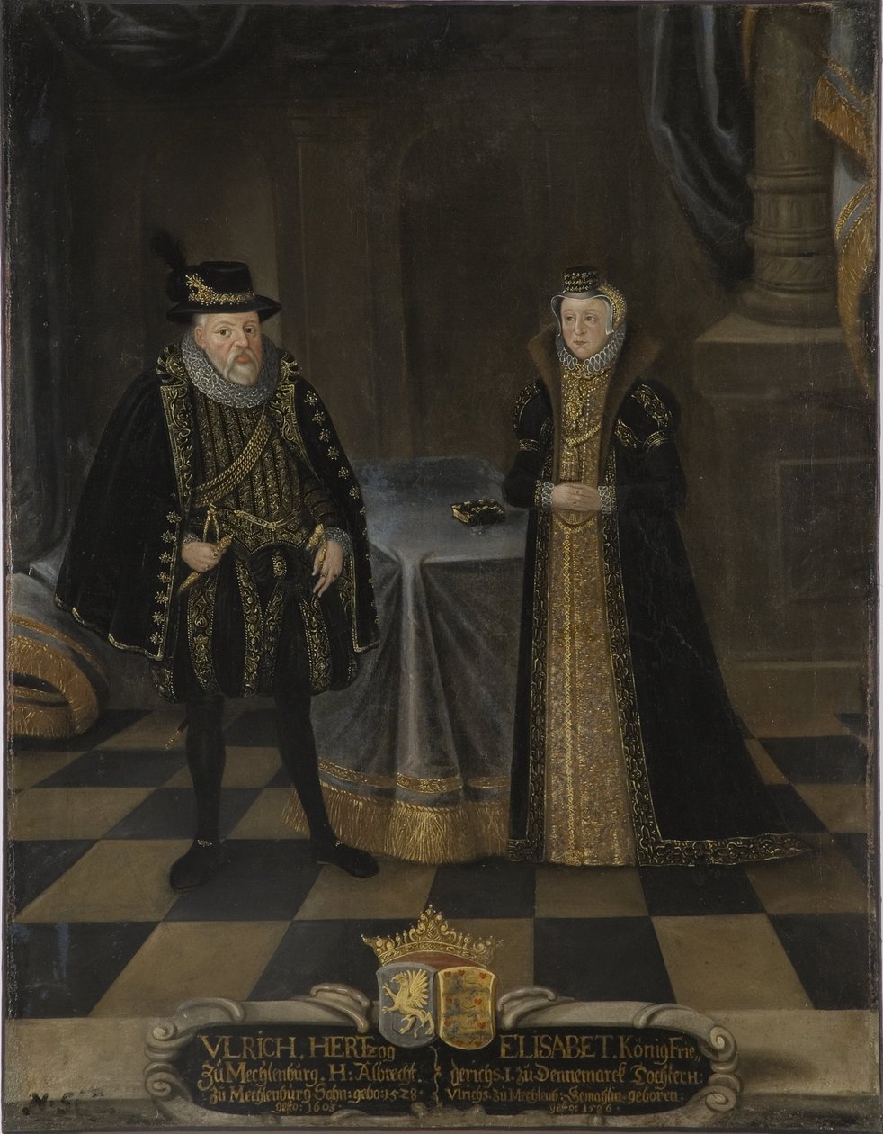 Ulrich III de Mecklenburg Güstrow et Elisabeth de Denmark - Portret Ulryka III (1527-1603), księcia Meklemburgii i Elżbiety Duńskiej (1524-1586), księżnej Meklemburgii, Anonim . Olej na płótnie. Wymiar : 101x79 cm. Muzeum Narodowe w Sztokholmie autorstwa Unknown artist
