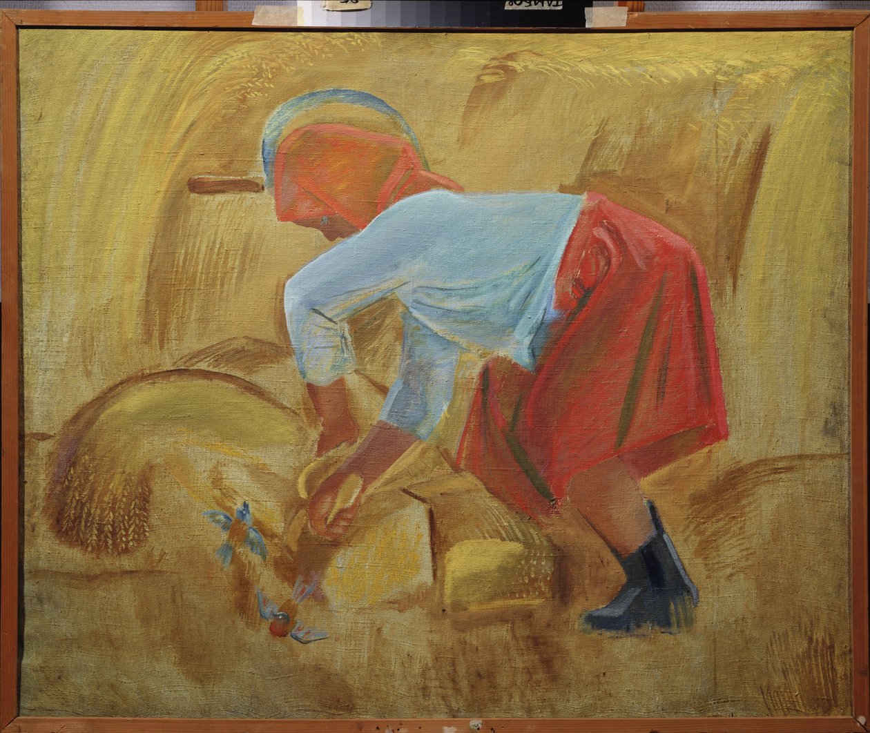 Żniwiarz z sierpem na głowie. Malarstwo Aleksieja Fiodorowicza Pachomowa (1900-1973), olej na płótnie autorstwa Unknown artist