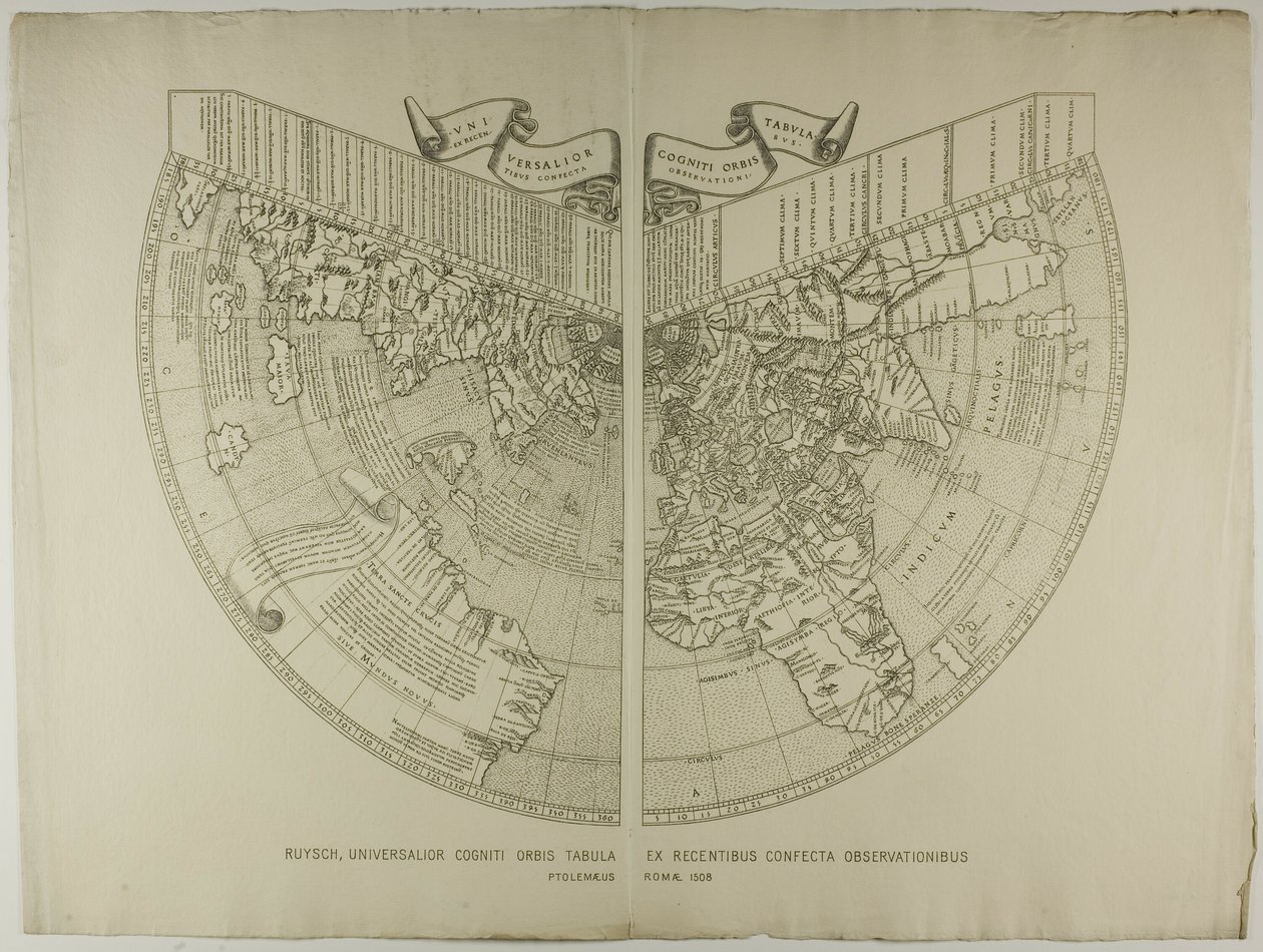 Universalior Cogniti Orbis Tabula, Ex Recentibus Confecta Observationibus Ruysch autorstwa Unknown artist