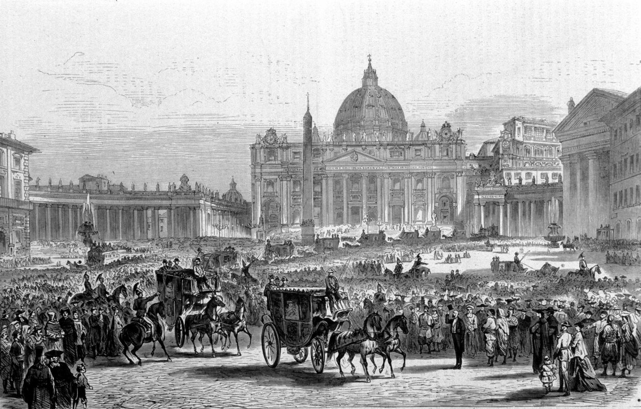 Sobór Watykański I. Rzym, Plac św. Piotra w dniu Sesji Generalnej Soboru. 1870 autorstwa Unknown artist
