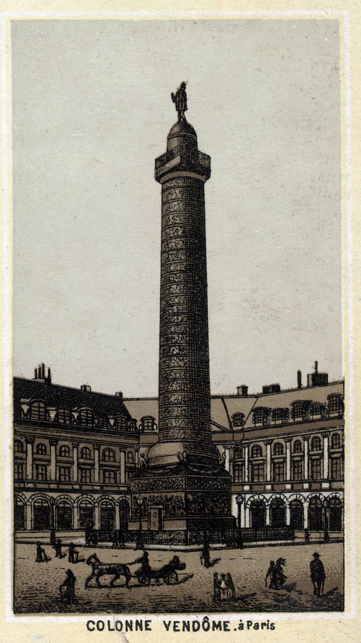 Kolumna Vendome na Place du o tej samej nazwie w Paryżu. Chromolitografia z końca XIX wieku. autorstwa Unknown artist