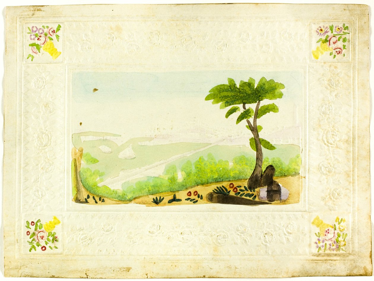 Widok Bostonu ze szpitala w Chelsea (walentynka) autorstwa Unknown artist