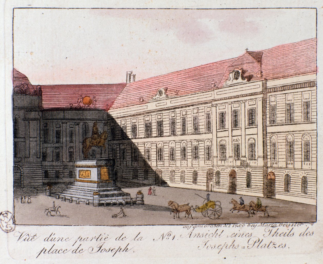 Widok na plac Józefa w Wiedniu, Austria. Grawer z 1815 r. Kolekcja prywatna autorstwa Unknown artist