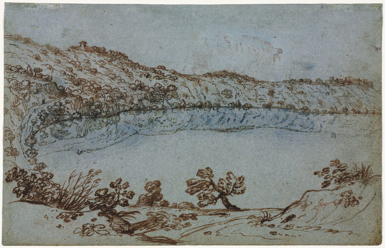 Widok na jezioro Nemi (prosto) autorstwa Unknown artist