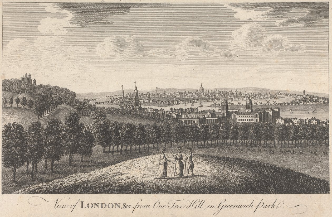 Widok na Londyn i kościół z One Tree Hill w Greenwich Park autorstwa Unknown artist