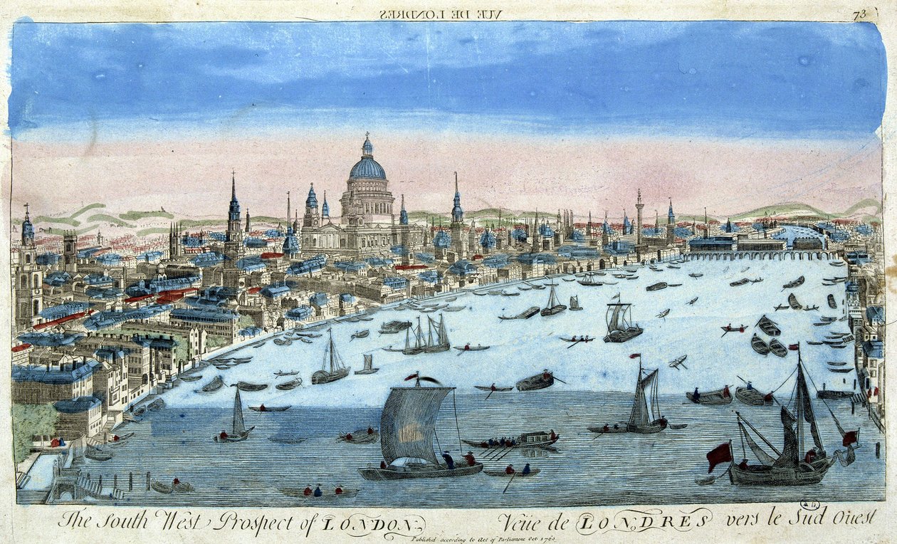 Widok na Londyn i Tamizę, południowy zachód - widok optyczny autorstwa Unknown artist