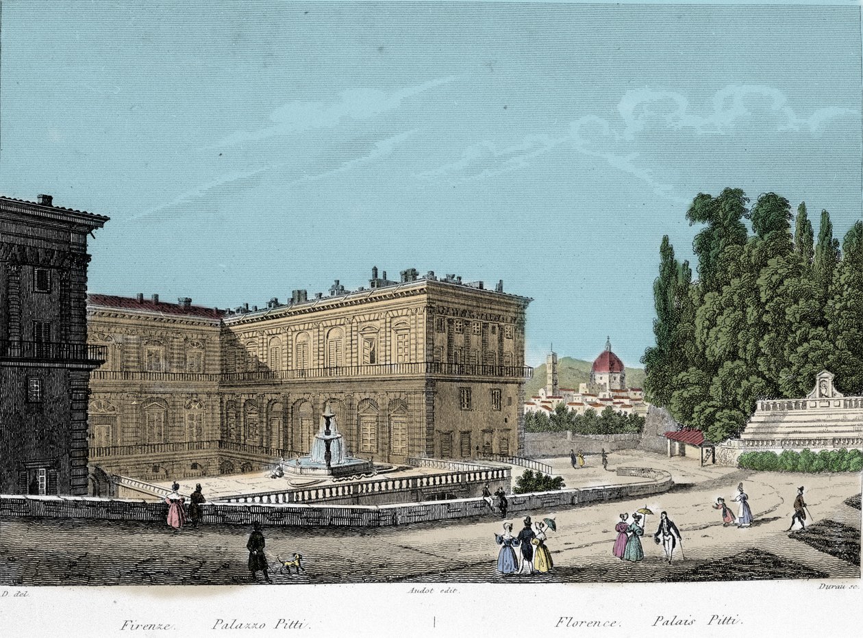 Widok na Pałac Pitti we Florencji. 19 wiek autorstwa Unknown artist