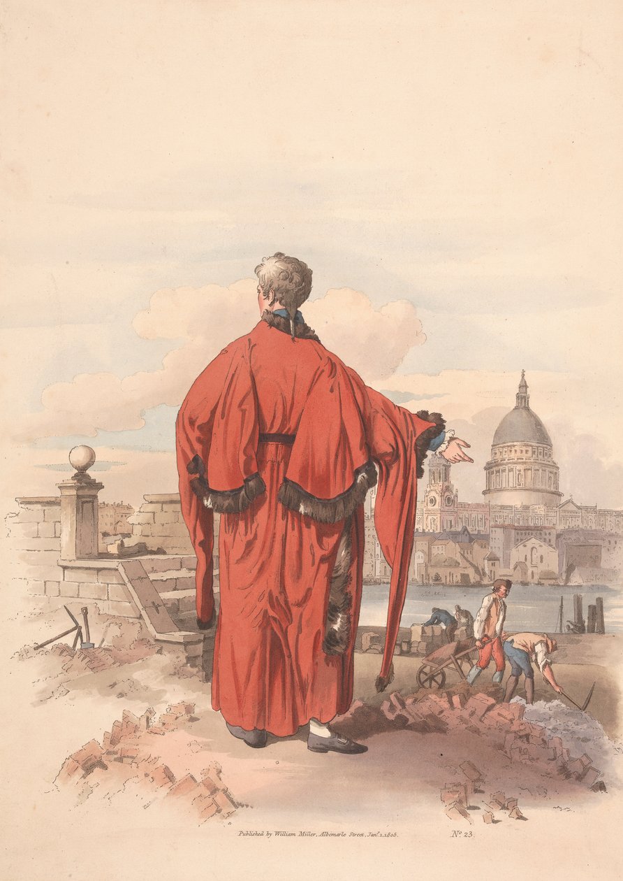 Widok St. Pauls po drugiej stronie rzeki z postacią w sukni na pierwszym planie autorstwa Unknown artist