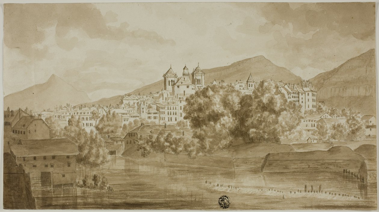 Widok na miasto z widokiem na rzekę autorstwa Unknown artist