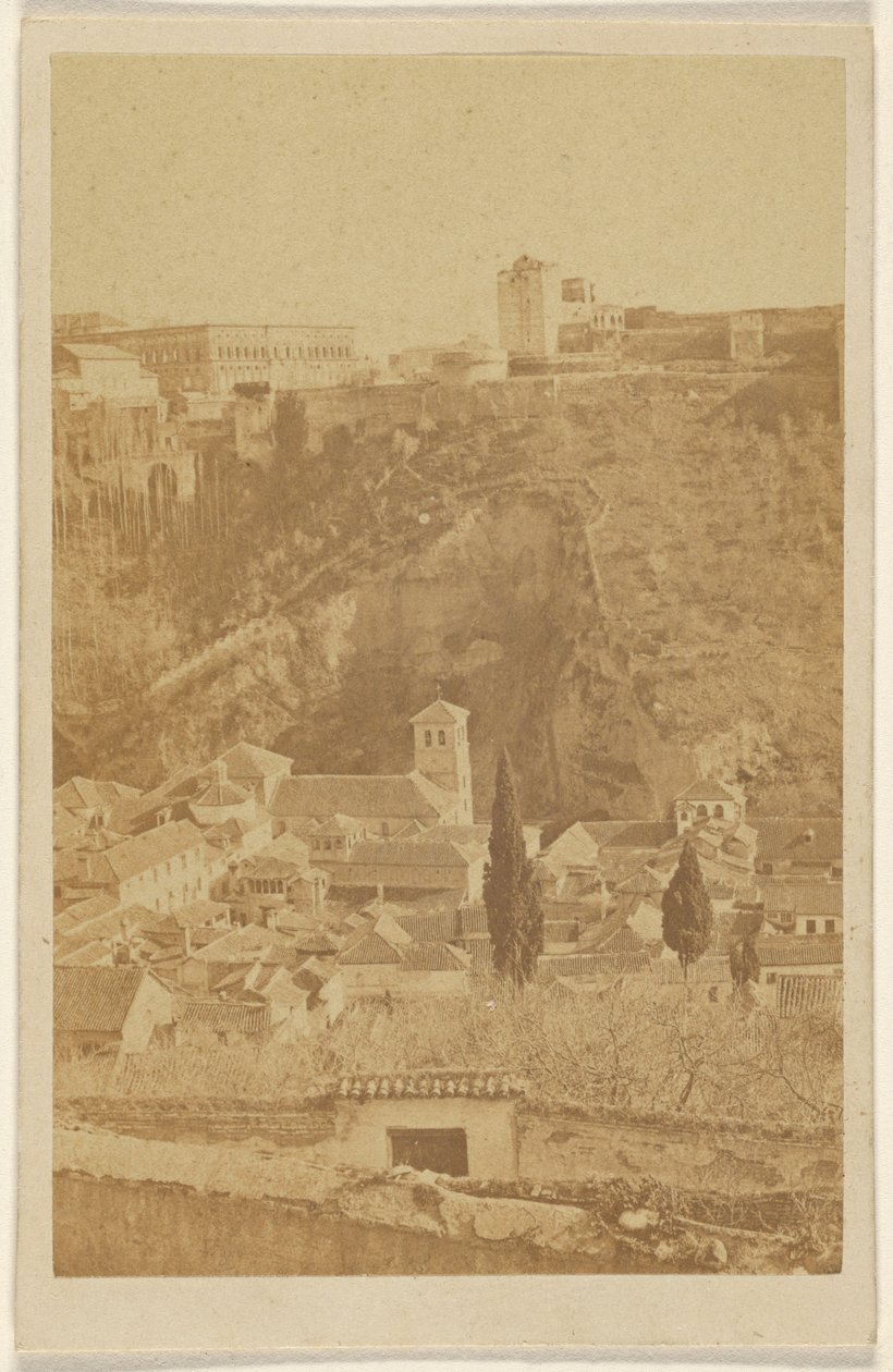 [Widok na Alhambrę, Hiszpania]. autorstwa Unknown artist