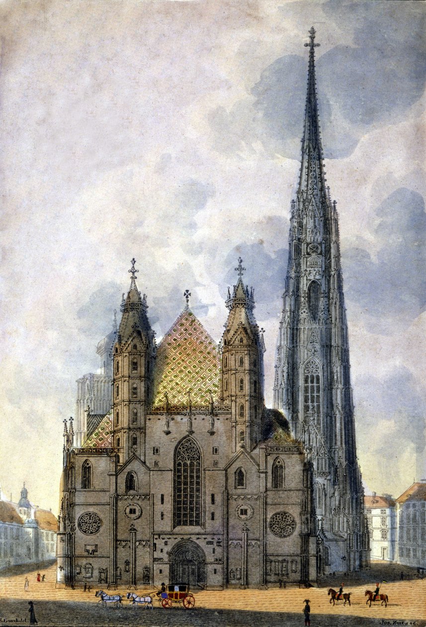 Widok katedry św. Szczepana (św. Szczepana lub św. Szczepana lub św. autorstwa Unknown artist