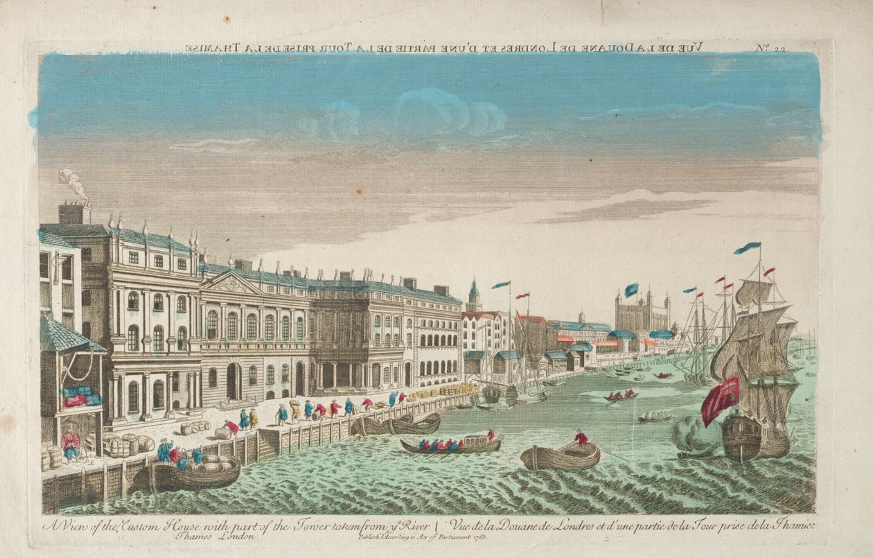 Widok na Custom House i Douana of London autorstwa Unknown artist