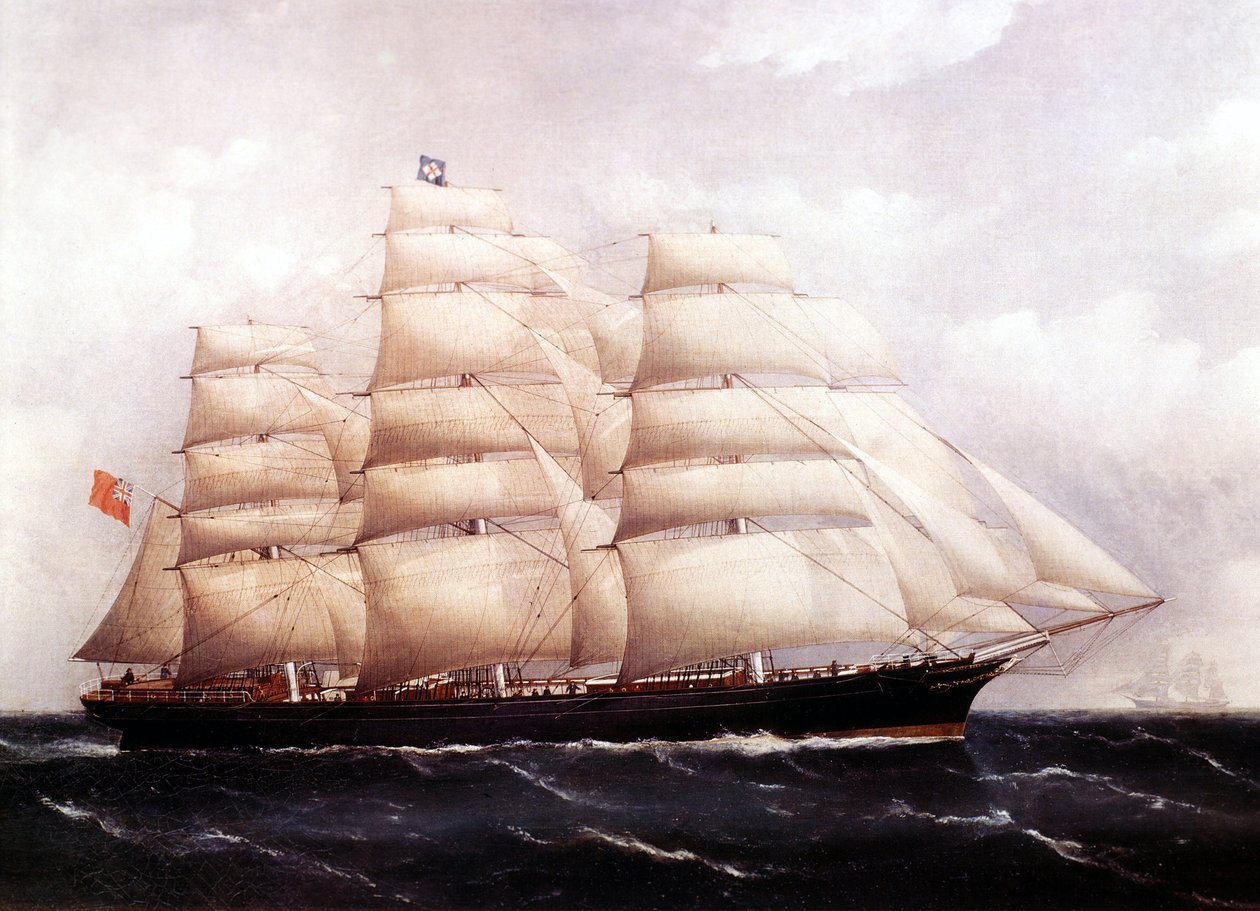 Widok Cutty Sark, brytyjskie malowidło okrętowe z XIX wieku autorstwa Unknown artist