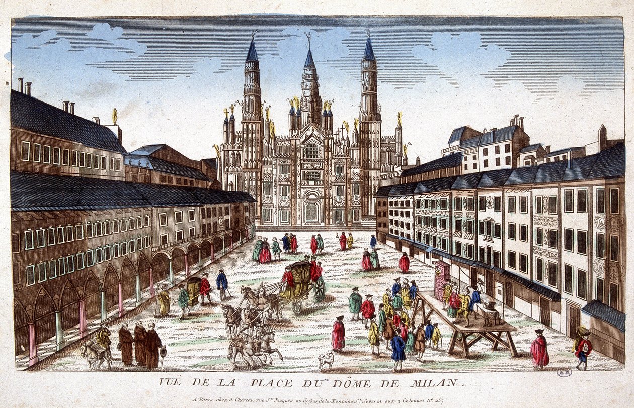 Widok na plac Duomo w Mediolanie. Początek XVIII wieku. autorstwa Unknown artist