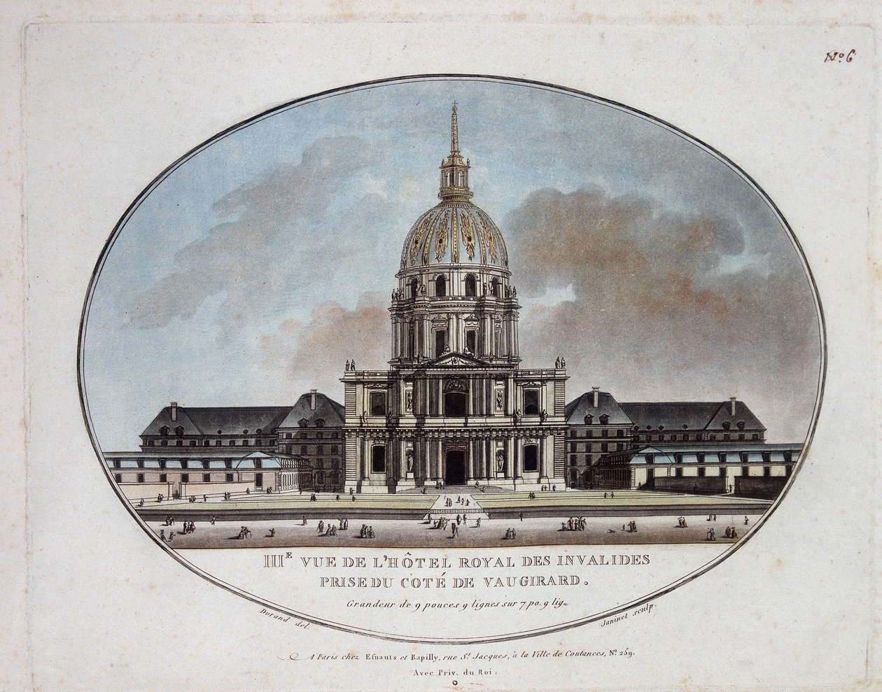 Widok na Hotel Royal des Invalides - grawer autorstwa Unknown artist