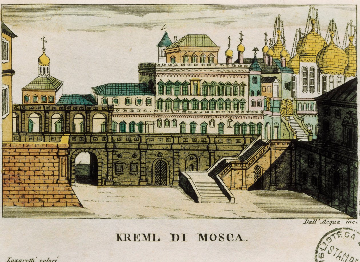 Widok Kremla, Moskwa, Rosja z podróży z Sankt Petersburga do Niemiec autorstwa Georga Reinbecka, print autorstwa Unknown artist