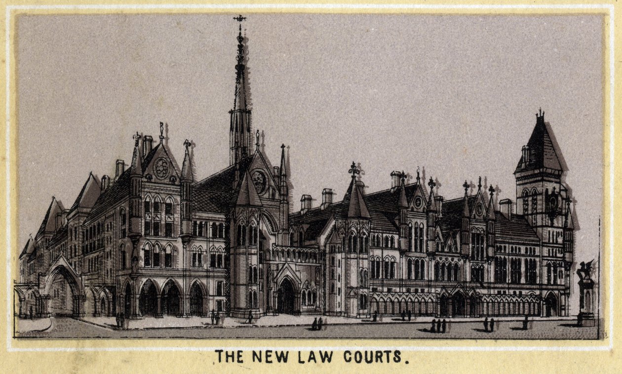 Widok Nowego Trybunału Sprawiedliwości w Londynie, Anglia. autorstwa Unknown artist