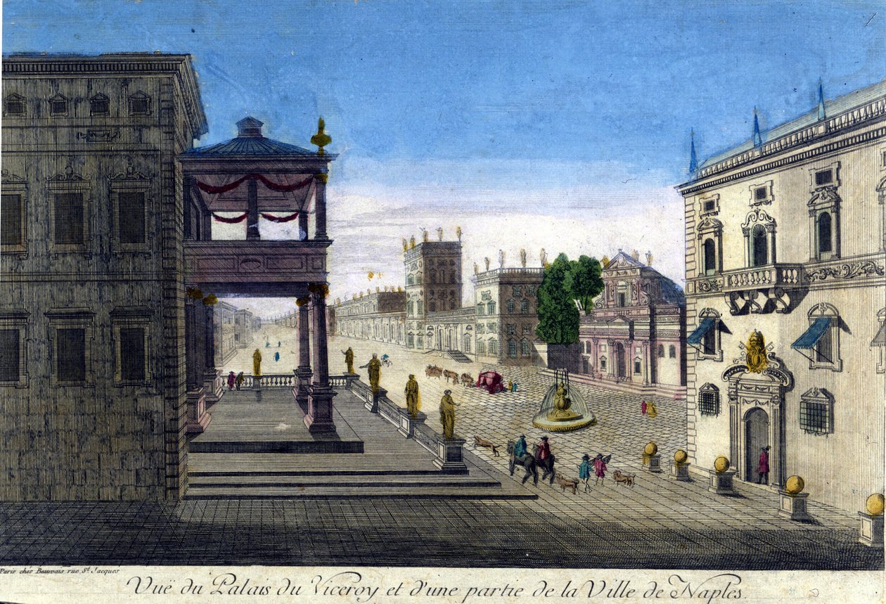 Widok na Pałac Viceroi i część Neapolu w 1760 roku. autorstwa Unknown artist
