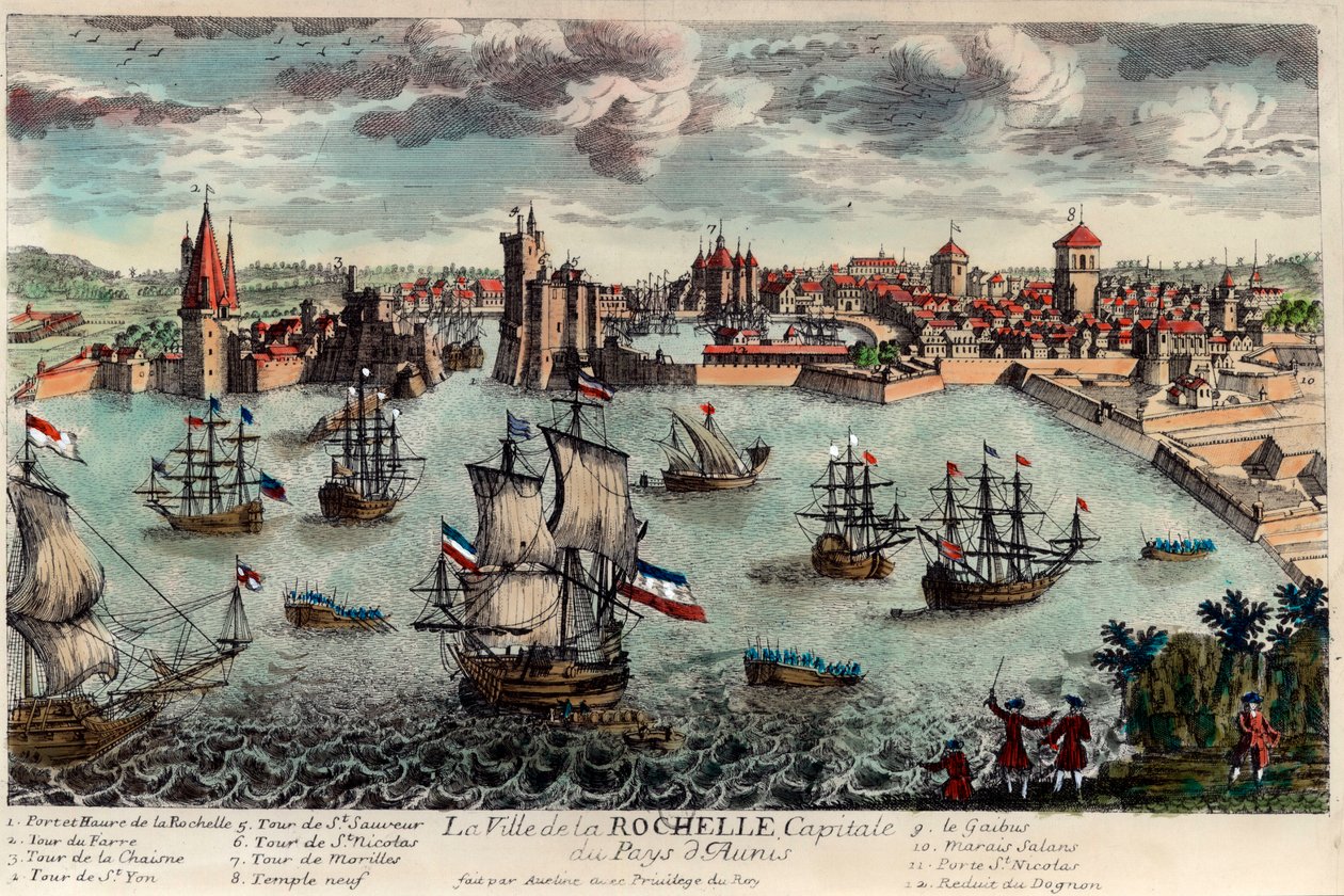 Widok na miasto i port La Rochelle, Francja (Charente Maritime autorstwa Unknown artist