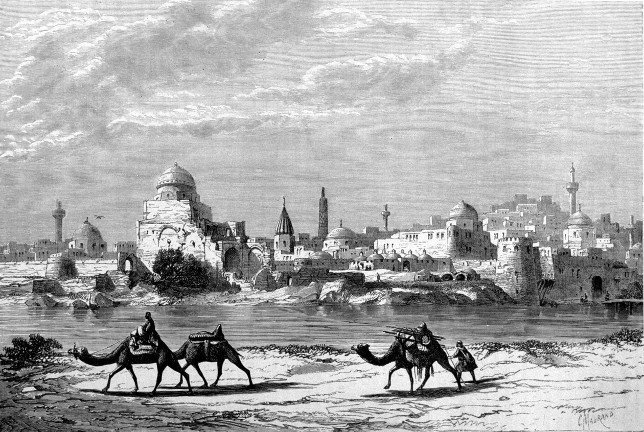 Widok na miasto Mosul na Tygrysie w Iraku. autorstwa Unknown artist